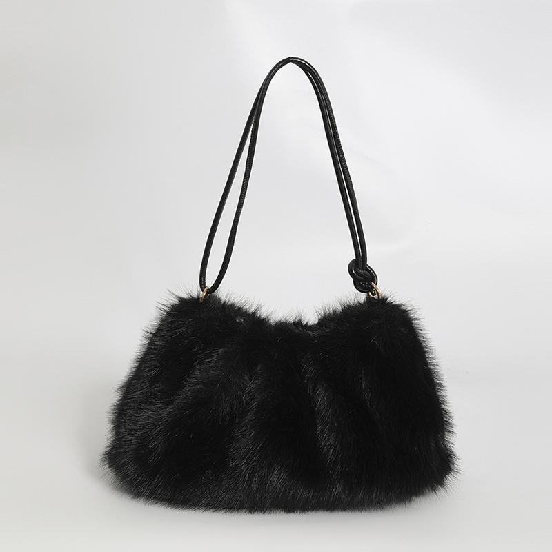 Spacious Velvet Zipper Shoulder Bag with Soft, Versatile Design