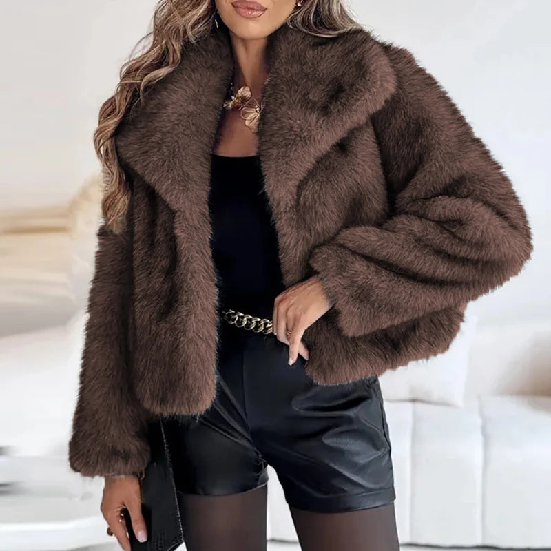 AeroChic - Women's Faux Fur Short Jacket | Stylish Autumn Winter Coat 2