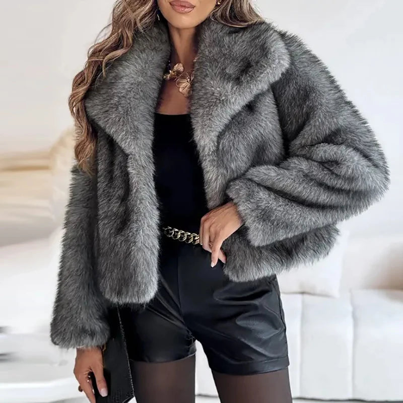 AeroChic - Women's Faux Fur Short Jacket | Stylish Autumn Winter Coat 3