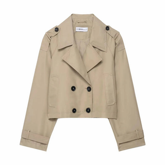 AeroChic - Women's Trench Coat | Double Breasted Winter Jacket with Pockets 0