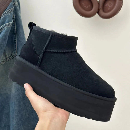 CozyStep - Black Ultra Mini Boots | Platform Ankle Booties with Fur Lining 0