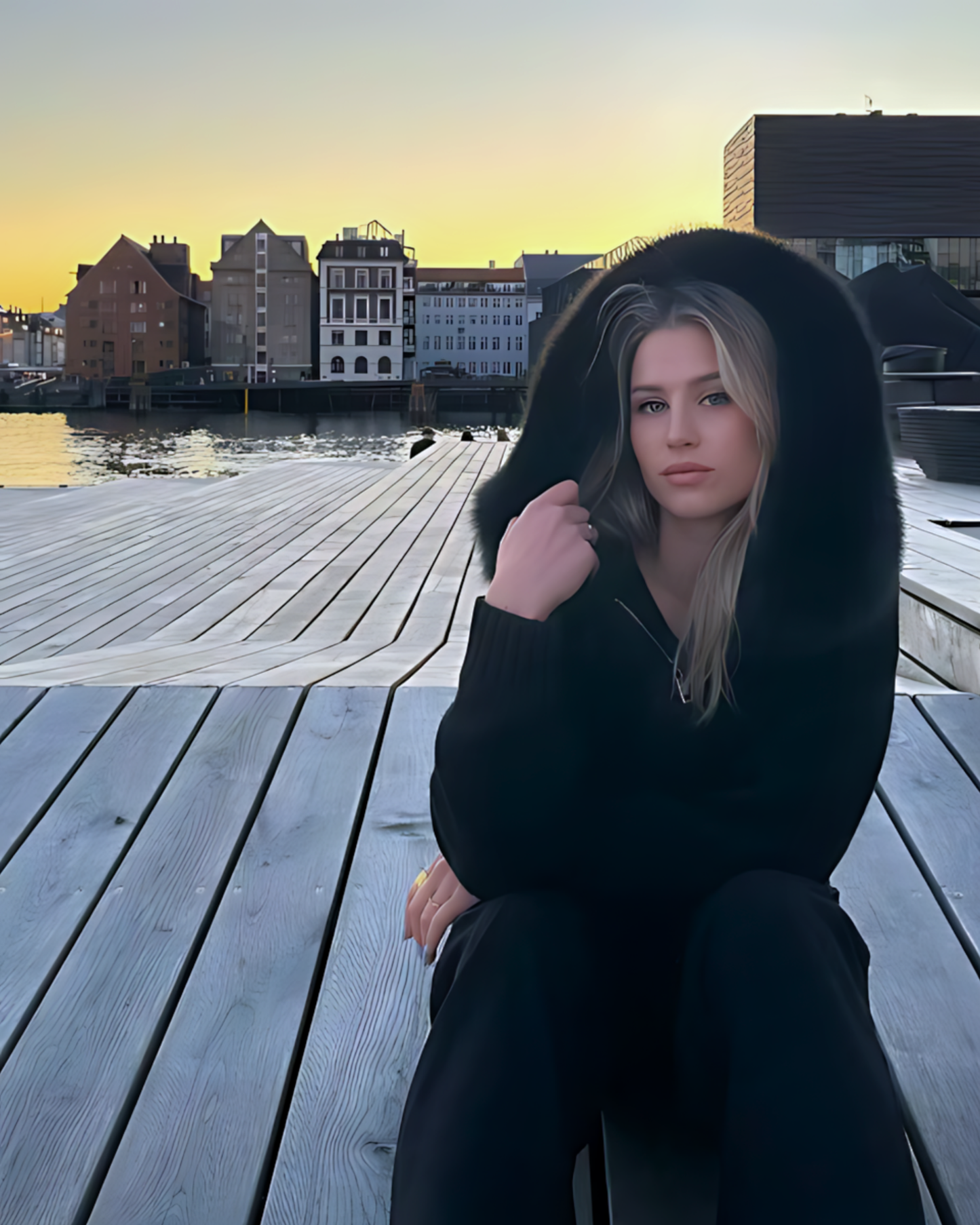 Cozy Knit Women's Cardigan Sweater with Plush Faux-Fur Hood - Zip-Up Design 1