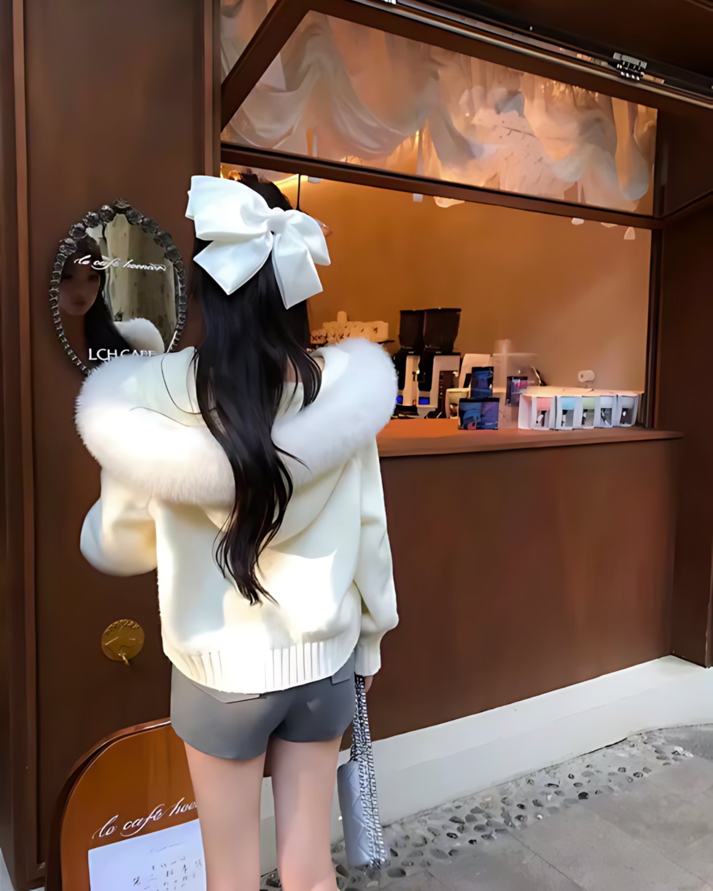 Cozy Knit Women's Cardigan Sweater with Plush Faux-Fur Hood - Zip-Up Design 5