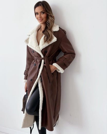 Monroe - Women's Winter Trench Coat with Double-Breasted Closure & Faux Fur Lining 6