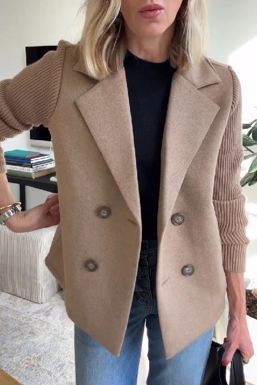 Sasha - Casual Blazer Coat for Women, Soft Ribbed Knit, Versatile Sleeves 0