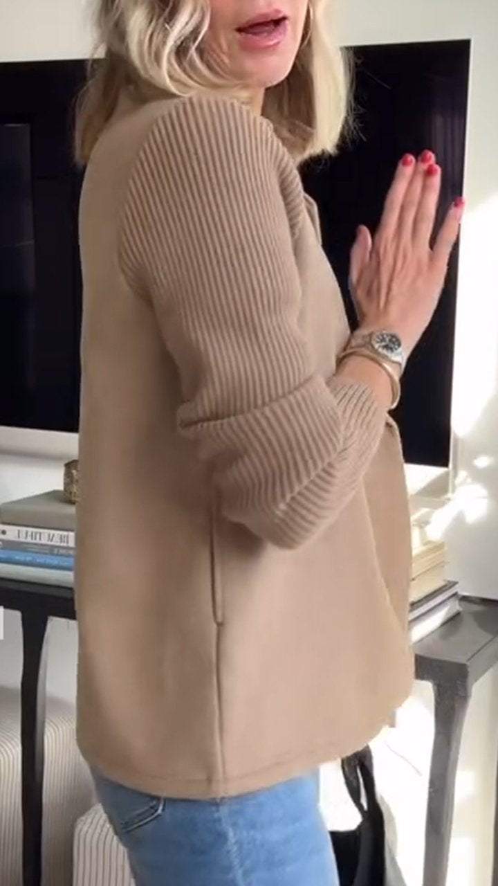 Sasha - Casual Blazer Coat for Women, Soft Ribbed Knit, Versatile Sleeves 2