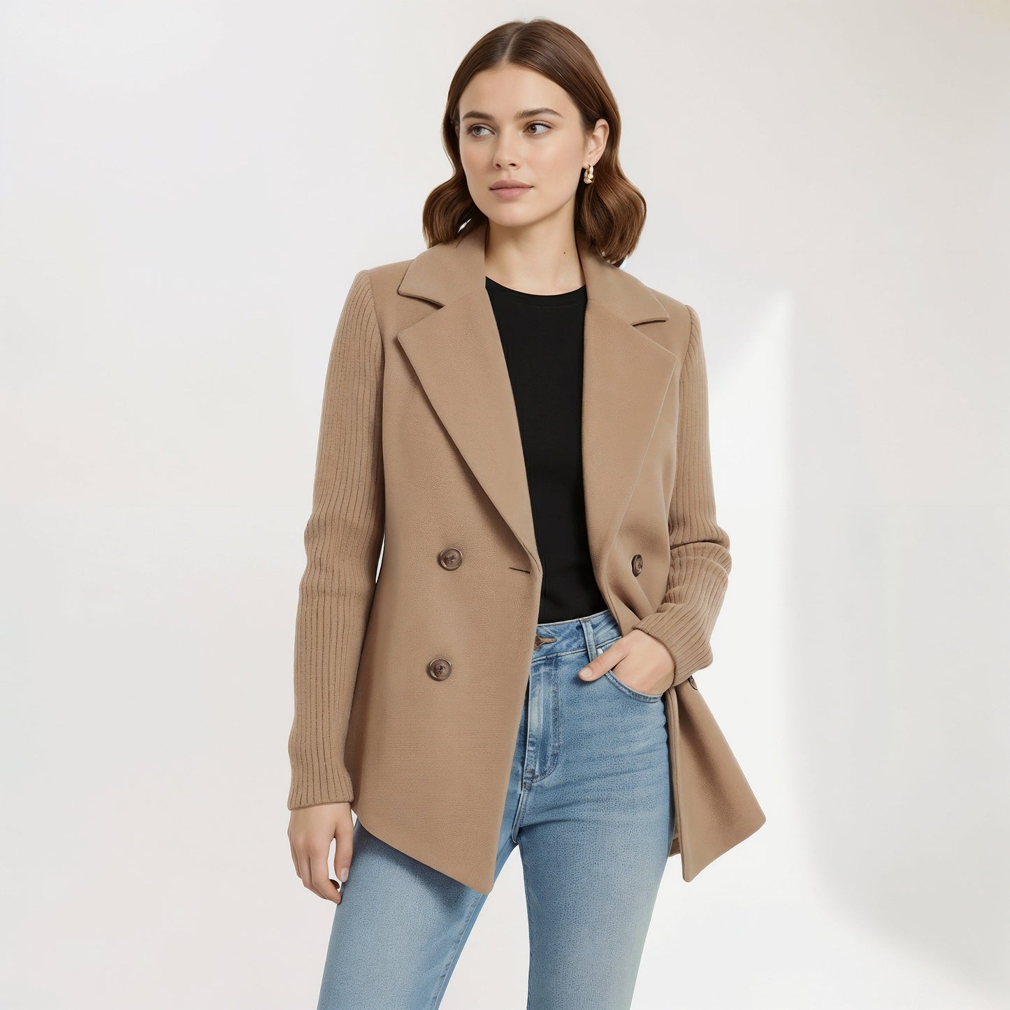 Sasha - Women's Blazer Jacket in Soft Ribbed Knit for Effortless Style 3