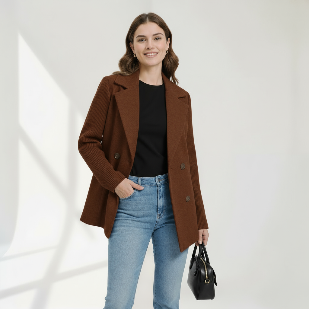 Sasha - Women's Blazer Jacket in Soft Ribbed Knit for Effortless Style 5