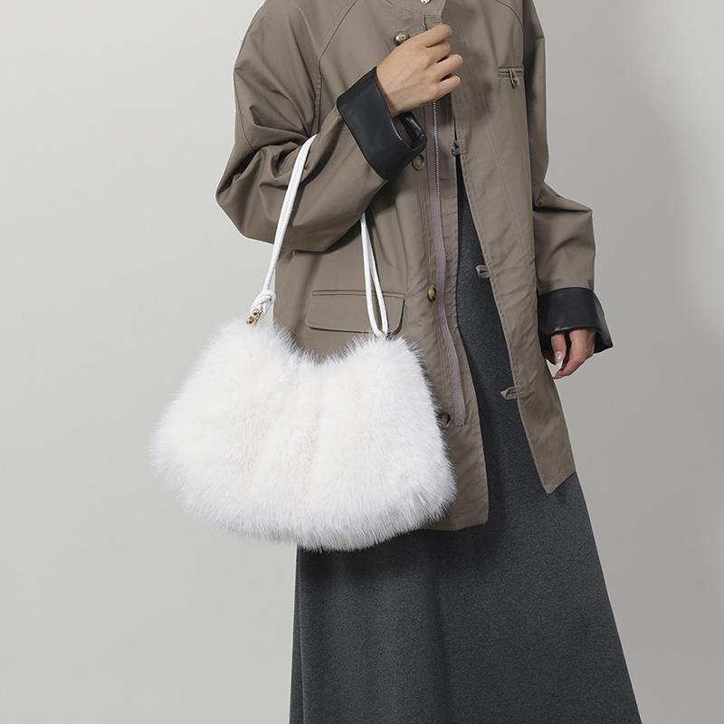 Spacious Velvet Zipper Shoulder Bag with Soft, Versatile Design