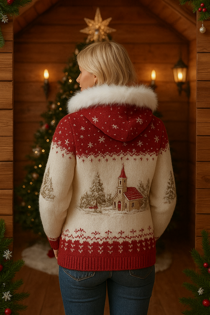 Women’s Christmas Embroidered Winter Jacket with Faux Fur Hood – The Cosmo Style